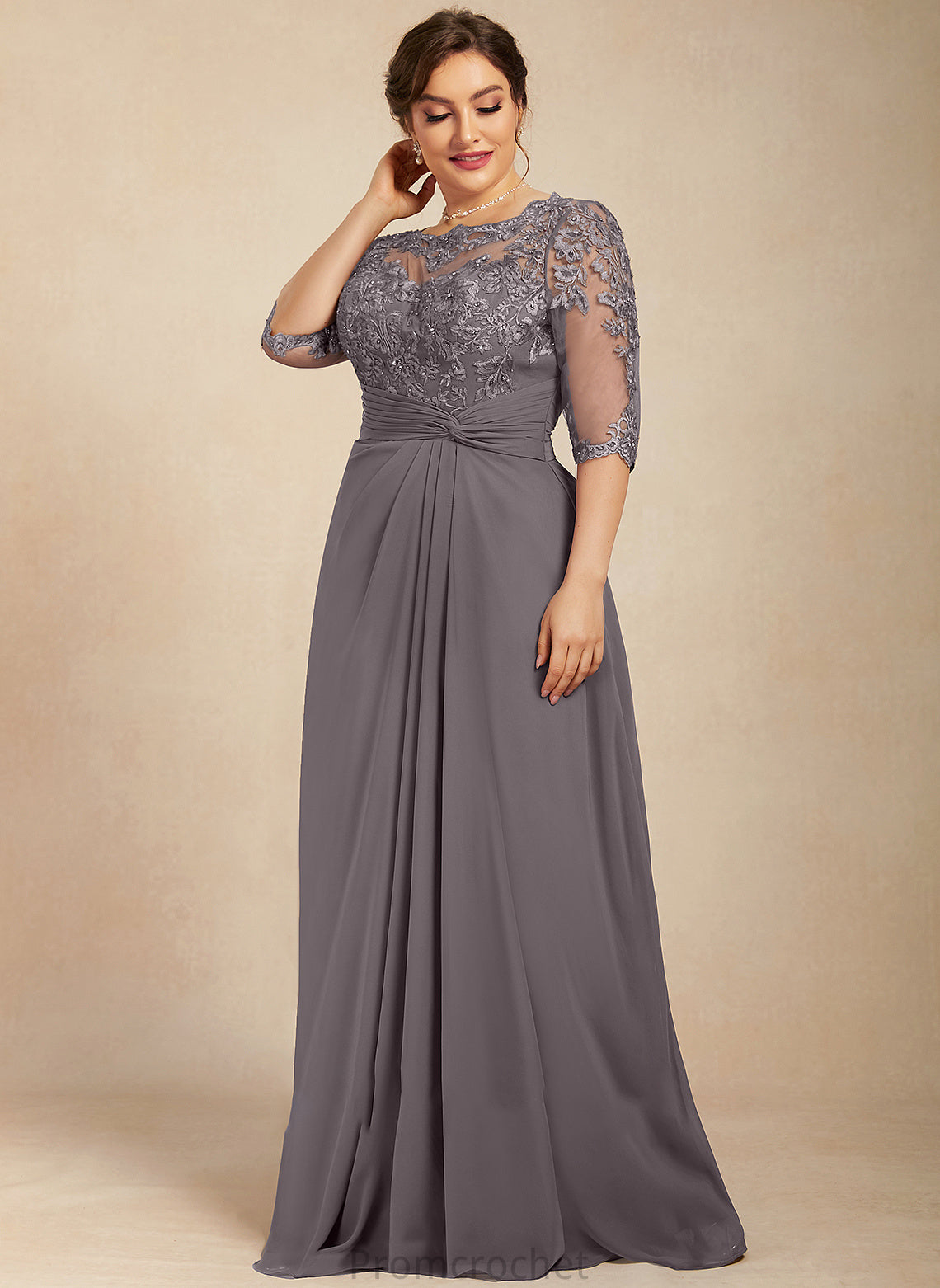 Sequins of Scoop Floor-Length Raelynn Bride the With Dress Lace Mother of the Bride Dresses Chiffon Mother Beading A-Line Neck