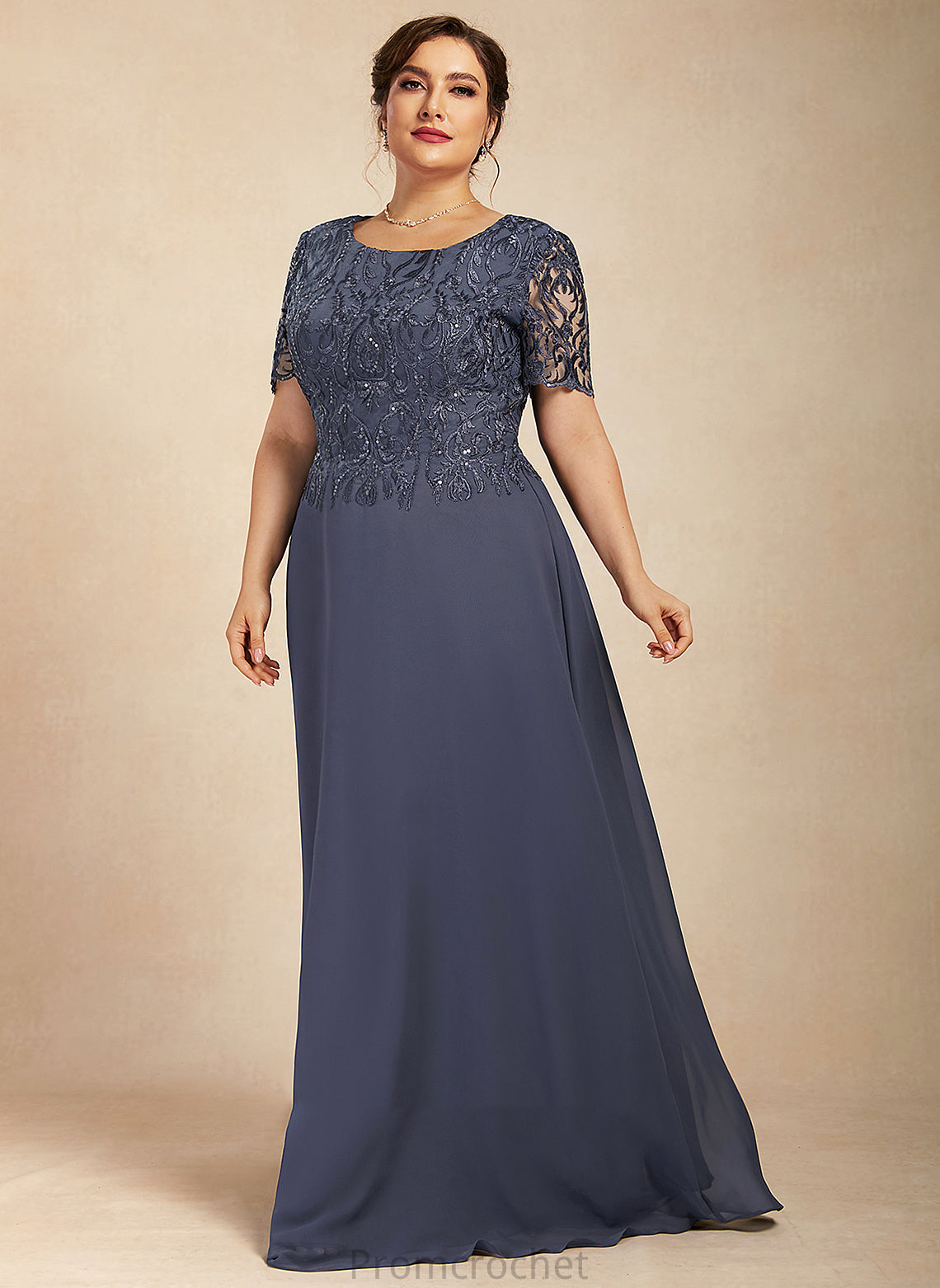 Mother Ansley Scoop Lace Floor-Length of Chiffon A-Line Dress Bride Mother of the Bride Dresses Neck the