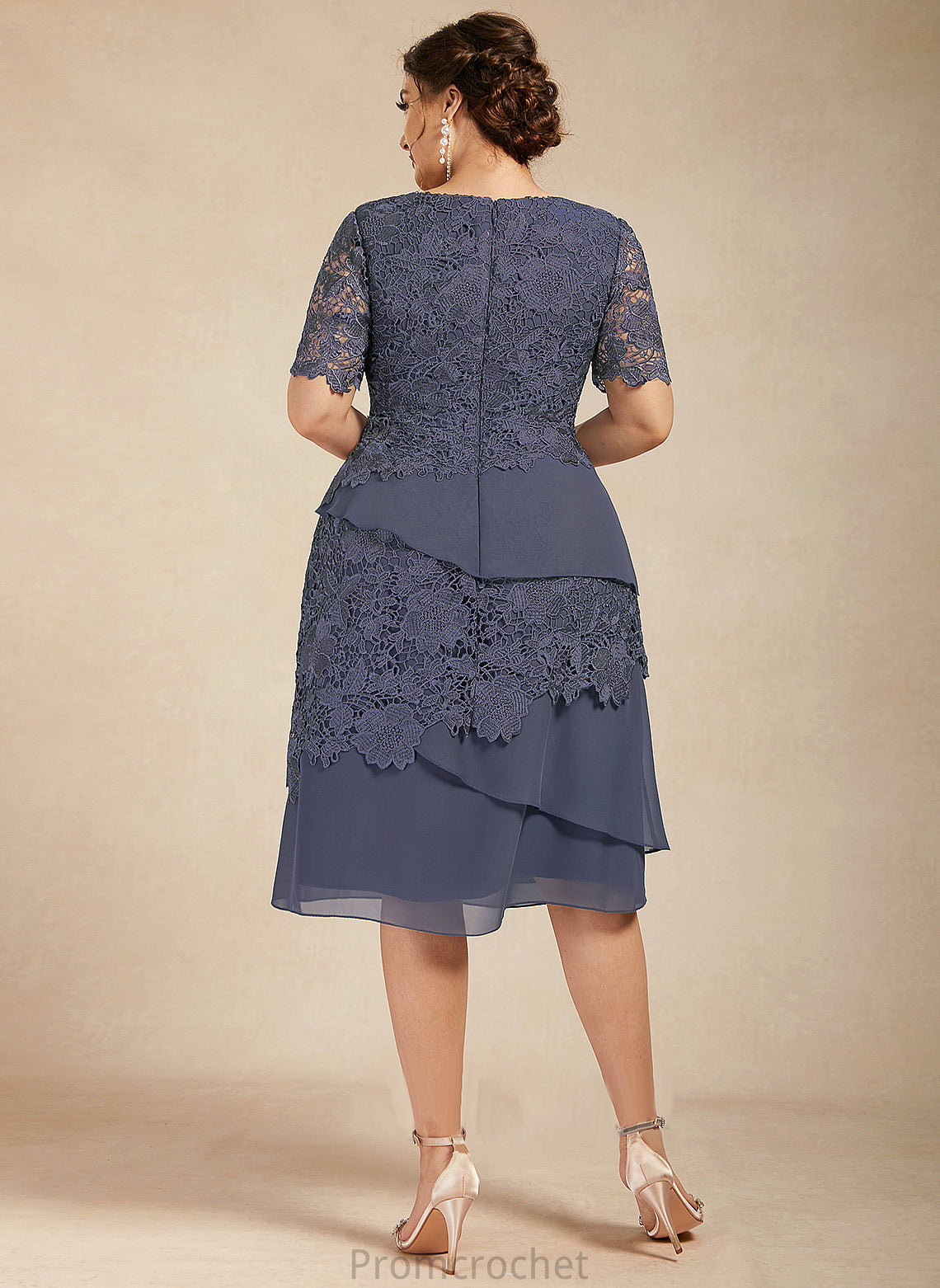 Delaney Mother of the Bride Dresses Neck Mother Chiffon Bride Dress of Scoop Lace the Knee-Length Sheath/Column