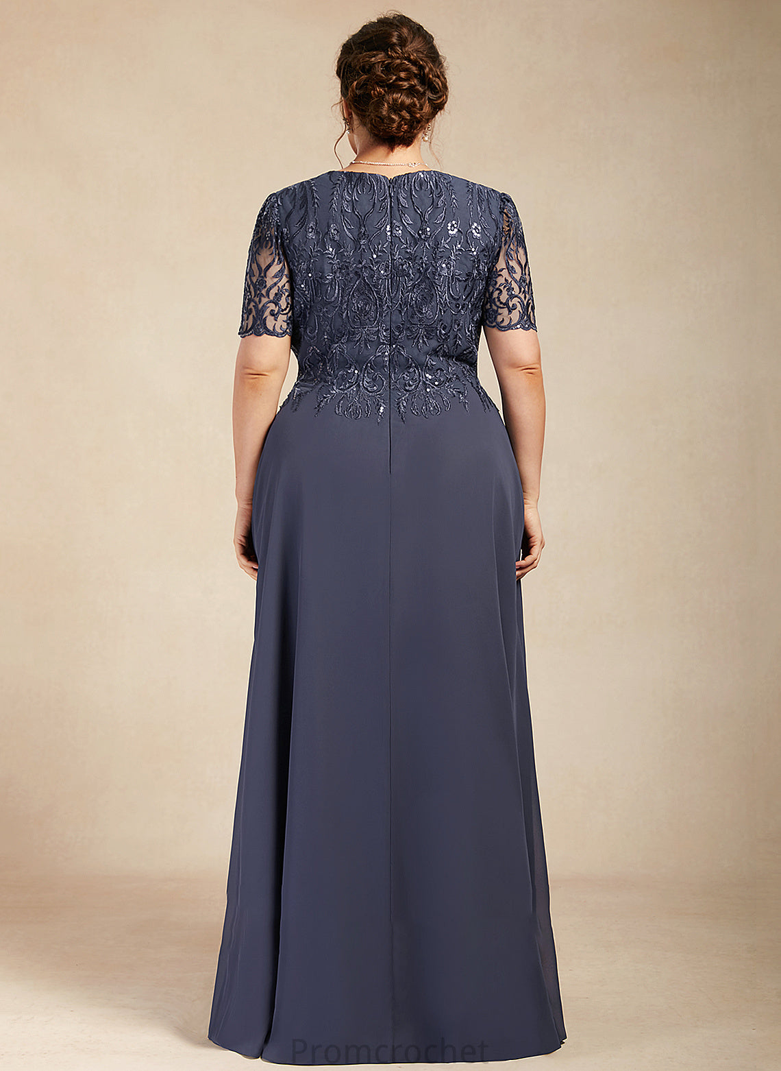 Mother Ansley Scoop Lace Floor-Length of Chiffon A-Line Dress Bride Mother of the Bride Dresses Neck the