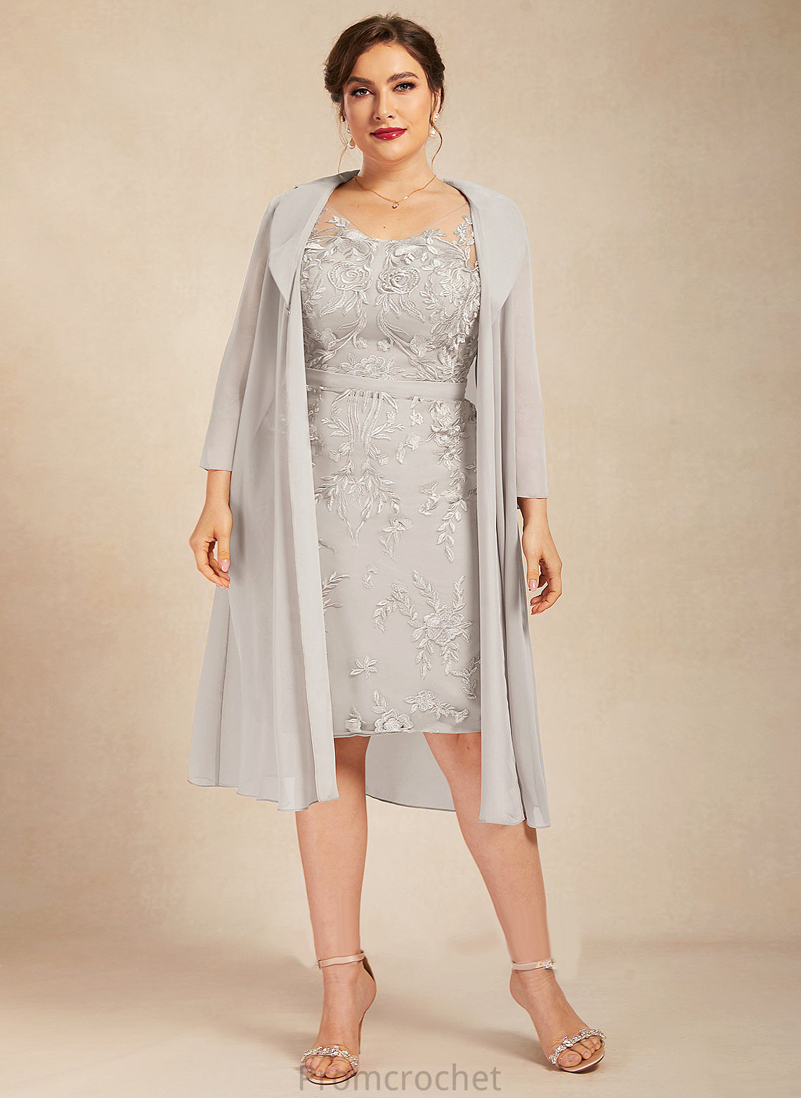 Sheath/Column Mother Jaylah Bride Knee-Length the V-neck of Lace Dress Mother of the Bride Dresses