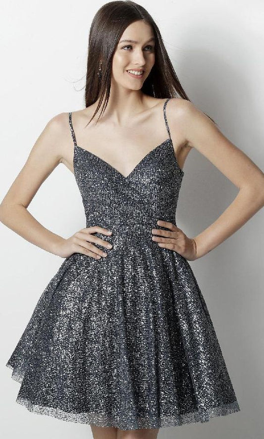 V-Neck Glittering Homecoming Dresses Deborah V-Neck With An Open Back HE1031