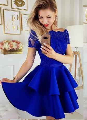 Beautiful Homecoming Dresses Royal Blue Mallory A Line Cute Off The Shoulder HE2131