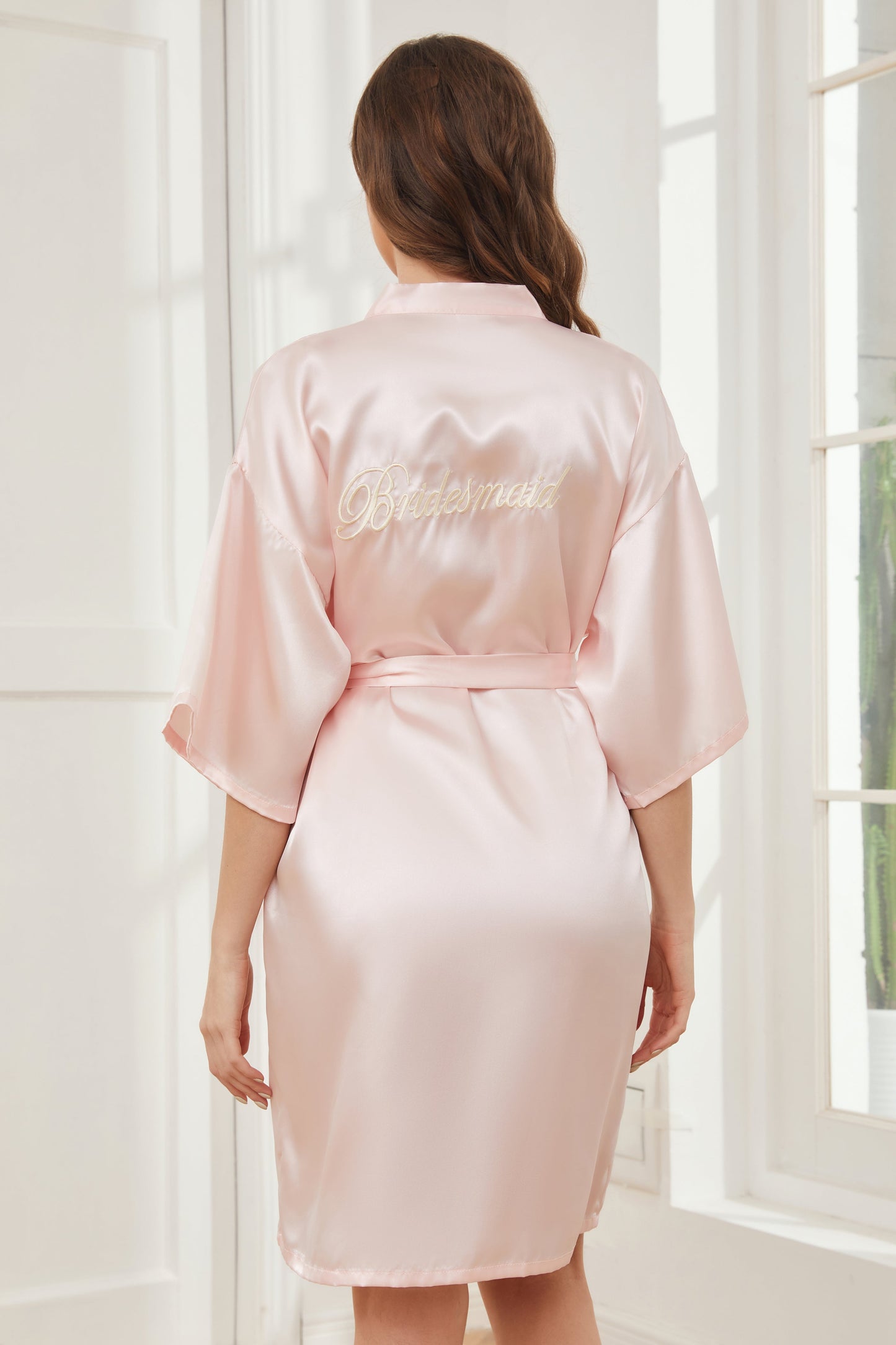 Ready Satin Blushing Pink Robe for Bridesmaid